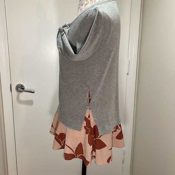 Little Yellow Button Anthropologie tunic with flower Print Swing hem S - Picture 4 of 6